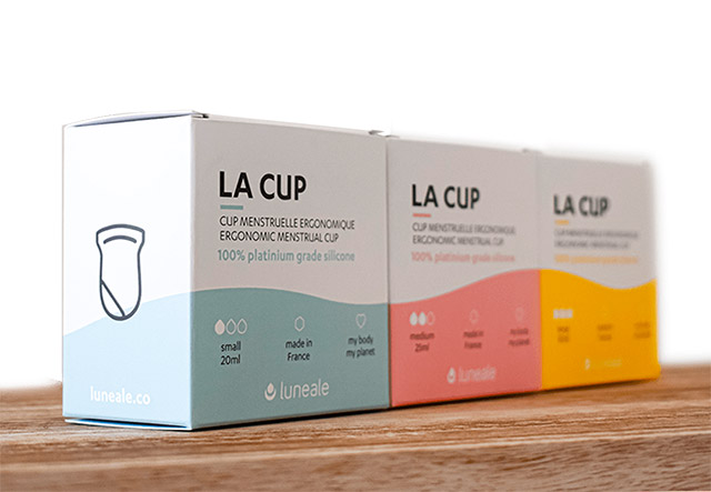 3 cups Luneale : 3 couleurs de packaging